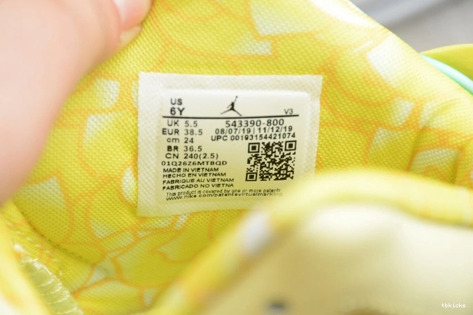 Reps TBK Retro Air Yellow Jordan 6 Floral (GS) 543390-800 Dynamic 0825